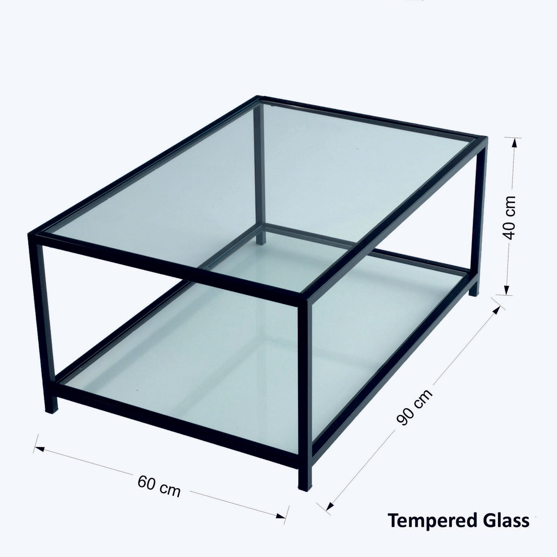 TAKK Astro Sofabord - Glas/Metal - 60x90x40 - Sort - NordlyHome.dk